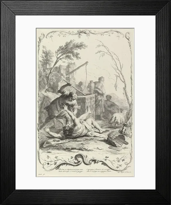 Framed Print : Moses Striking a Shepherd, c. 1745. Creator: Joseph Wagner