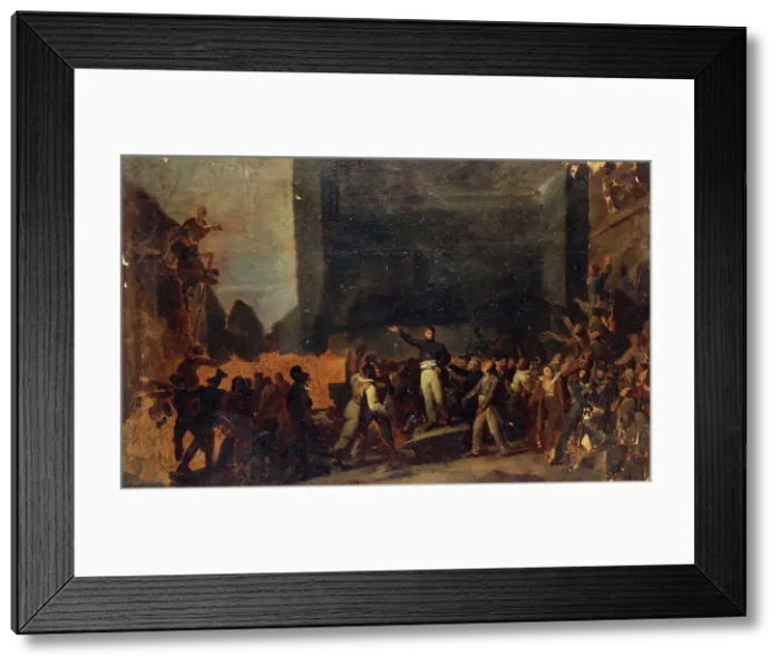 Framed Print : Alphonse Baudin (1811-1851) at the barricade of Faubourg Saint-Antoine, December 3, 1851. Creator: Unknown Framed Print : Alphonse Baudin (1811-1851) at the barricade of Faubourg Saint-Antoine, December 3, 1851. Creator: Unknown
