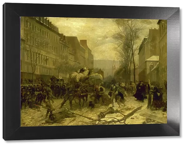l'Avenue d'Orléans, durant les bombardements de Paris par les armées prussiennes, en janvier 1871... Creator: Felix Henri Emmanuel Philippoteaux