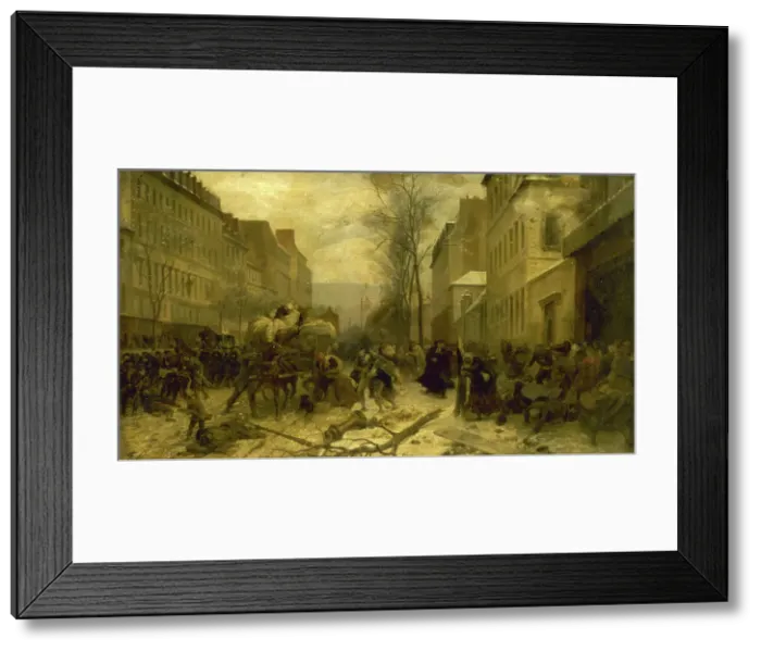 Framed Print : l'Avenue d'Orléans, durant les bombardements de Paris par les armées prussiennes, en janvier 1871... Creator: Felix Henri Emmanuel Philippoteaux Framed Print : l'Avenue d'Orléans, durant les bombardements de Paris par les armées prussiennes, en janvier 1871... Creator: Felix Henri Emmanuel Philippoteaux