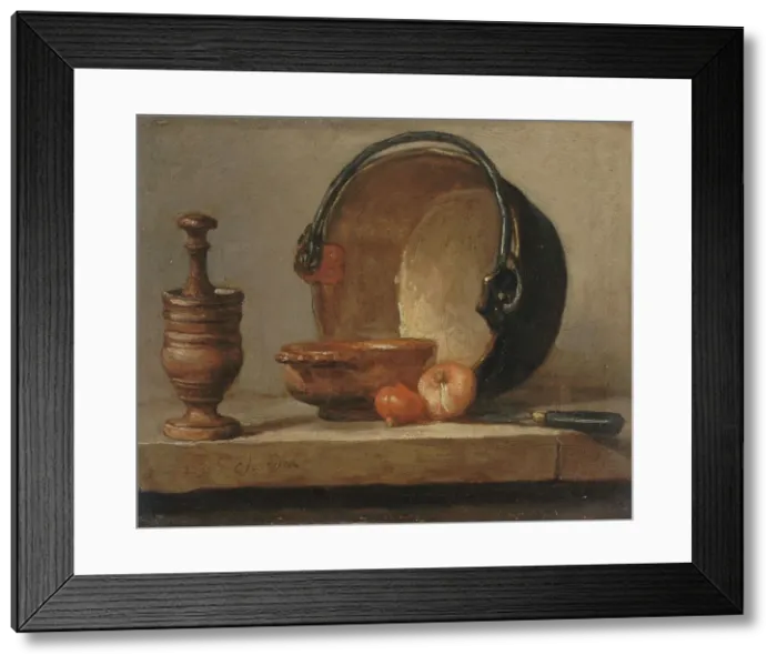 Framed Print : Nature morte au chaudron de cuivre, c.1735. Creator: Jean-Simeon Chardin Framed Print : Nature morte au chaudron de cuivre, c.1735. Creator: Jean-Simeon Chardin