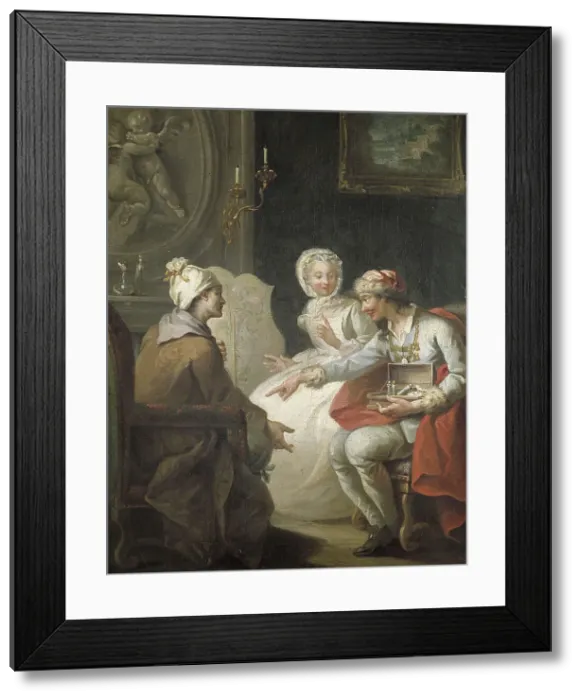 Framed Print : Le Marchand d'orviétan ou l'opérateur Barri, c.1743. Creator: Etienne Jeaurat Framed Print : Le Marchand d'orviétan ou l'opérateur Barri, c.1743. Creator: Etienne Jeaurat