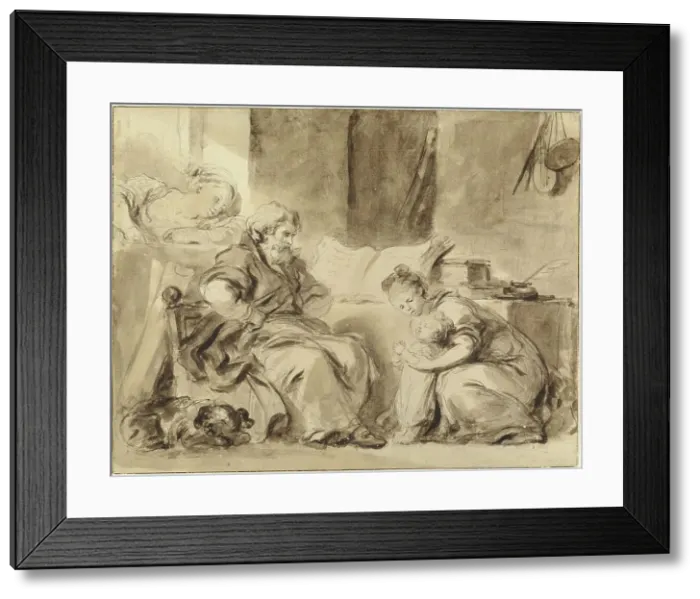 Framed Print : A Prayer for Grandpapa, late 1770s. Creator: Jean-Honore Fragonard