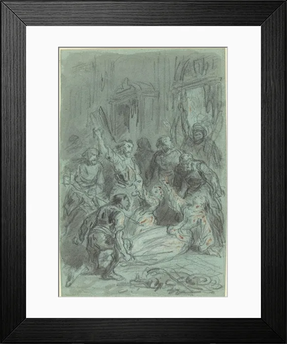 Framed Print : A Dramatic Scene with a Fainting Woman. Creator: Gustave Doré Framed Print : A Dramatic Scene with a Fainting Woman. Creator: Gustave Doré
