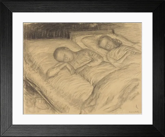 Framed Print : The Artist's Children Wolf and Anna Asleep, c. 1900. Creator: Leopold Kalckreuth