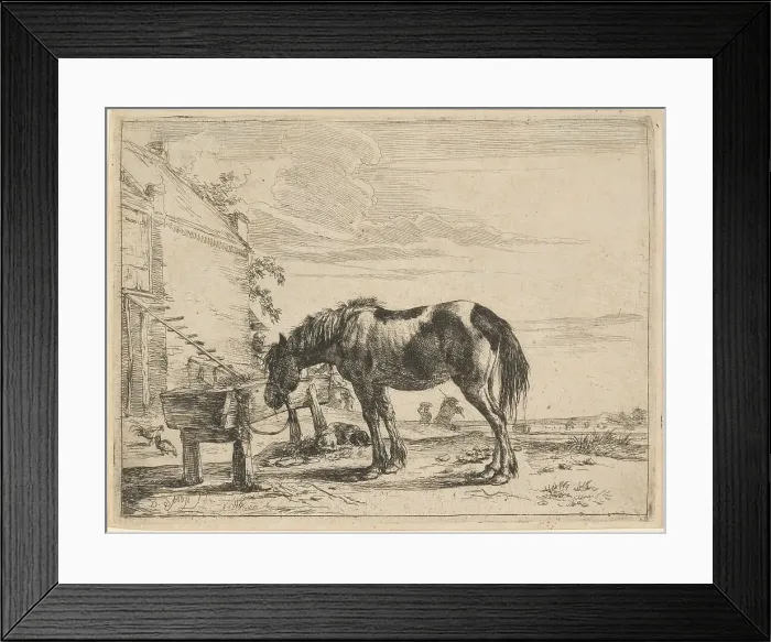 Framed Print : A Horse Bound to a Feeding Trough, 1651. Creator: Dirck Stoop Framed Print : A Horse Bound to a Feeding Trough, 1651. Creator: Dirck Stoop