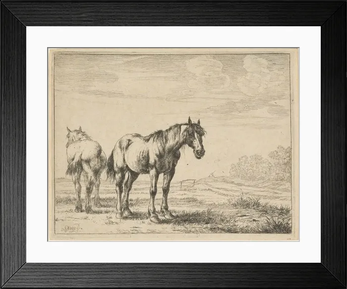 Framed Print : Two Plow Horses Standing in a Field, 1651. Creator: Dirck Stoop Framed Print : Two Plow Horses Standing in a Field, 1651. Creator: Dirck Stoop