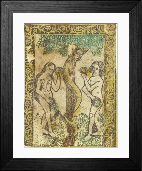 Framed Print : Adam and Eve, 1460 / 1480. Creator: Master of the Borders with the Four Fathers of the Church Framed Print : Adam and Eve, 1460 / 1480. Creator: Master of the Borders with the Four Fathers of the Church