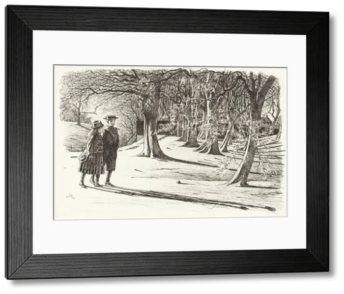 Framed Print : Two Children in the Snow. Creator: George du Maurier Framed Print : Two Children in the Snow. Creator: George du Maurier
