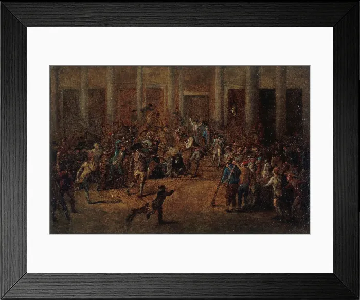 Framed Print : La mort de Flesselles, prévôt des marchands, devant l'Hôtel de Ville, le 14 juillet 1789. Creator: Jean-Baptiste Lallemand Framed Print : La mort de Flesselles, prévôt des marchands, devant l'Hôtel de Ville, le 14 juillet 1789. Creator: Jean-Baptiste Lallemand