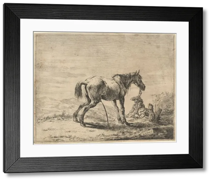 Framed Print : Rearing Horse near a Stable, 1651. Creator: Dirck Stoop Framed Print : Rearing Horse near a Stable, 1651. Creator: Dirck Stoop