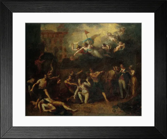 Framed Print : Mort de M. de Pelleport qui s'interposait pour sauver M. de Losme, officier de la... c1784-1794. Creator: Charles Thevenin Framed Print : Mort de M. de Pelleport qui s'interposait pour sauver M. de Losme, officier de la... c1784-1794. Creator: Charles Thevenin