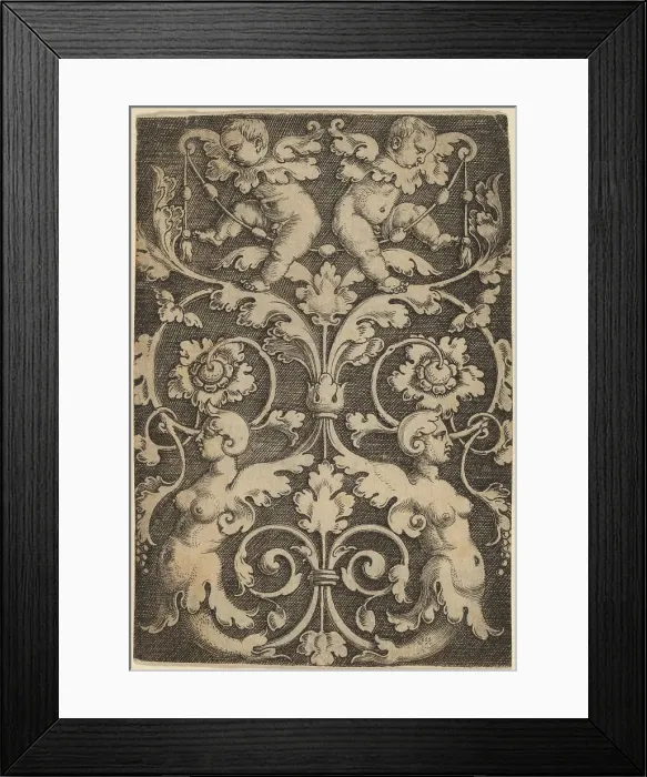 Framed Print : Upright Ornament with Two Sirens. Creator: Master of the Horse Heads Framed Print : Upright Ornament with Two Sirens. Creator: Master of the Horse Heads