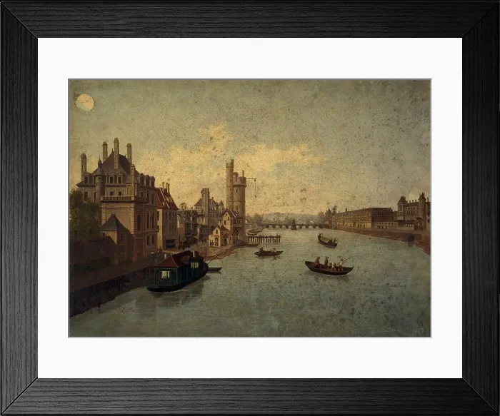 Framed Print : L'Hôtel de Conti, la Tour de Nesle, le Louvre, vus du Pont-Neuf, actuels 1er et 6ème... c1885-1895. Creator: Leon Rolla Framed Print : L'Hôtel de Conti, la Tour de Nesle, le Louvre, vus du Pont-Neuf, actuels 1er et 6ème... c1885-1895. Creator: Leon Rolla