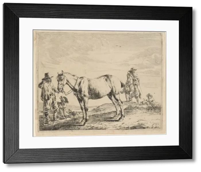 Framed Print : A Man Holding a Horse by His Bridle, 1651. Creator: Dirck Stoop Framed Print : A Man Holding a Horse by His Bridle, 1651. Creator: Dirck Stoop