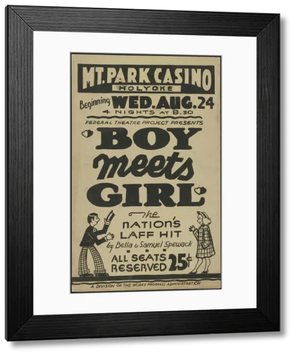 Framed Print : Boy Meets Girl, Holyoke, MA, 1938. Creator: Unknown Framed Print : Boy Meets Girl, Holyoke, MA, 1938. Creator: Unknown