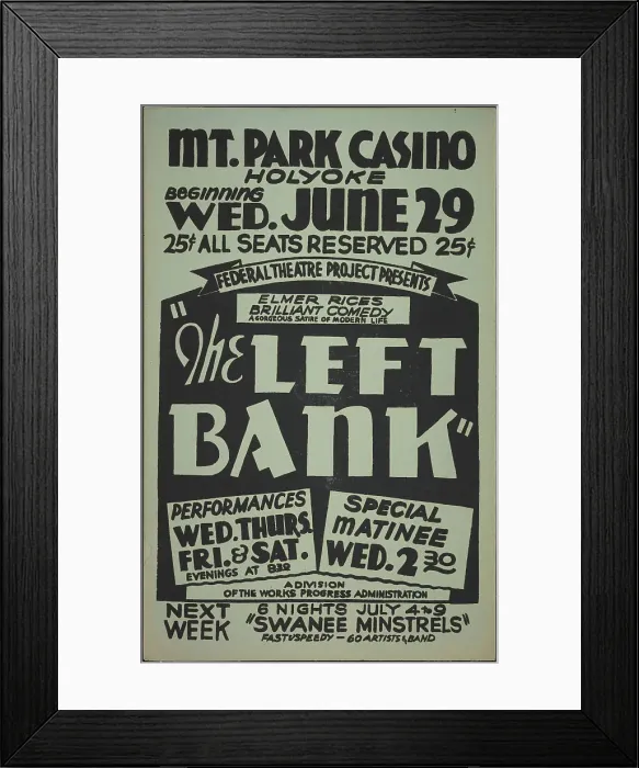Framed Print : The Left Bank, Holyoke, MA, 1938. Creator: Unknown Framed Print : The Left Bank, Holyoke, MA, 1938. Creator: Unknown