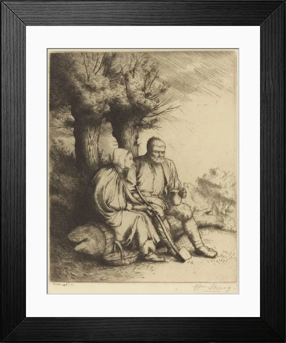 Framed Print : Man and Woman under a Tree. Creator: William Strang Framed Print : Man and Woman under a Tree. Creator: William Strang
