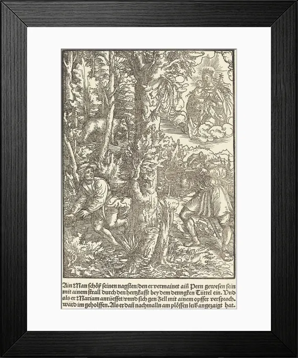 Framed Print : Ain Man Schoss seinen nagsten... c. 1503. Creator: Master of the Legend Scenes Framed Print : Ain Man Schoss seinen nagsten... c. 1503. Creator: Master of the Legend Scenes