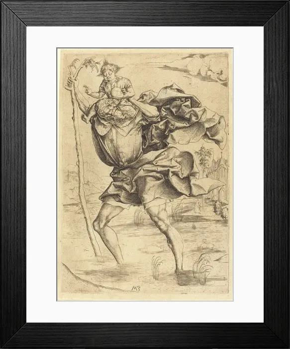Framed Print : Saint Christopher, c. 1500. Creator: Master MZ Framed Print : Saint Christopher, c. 1500. Creator: Master MZ