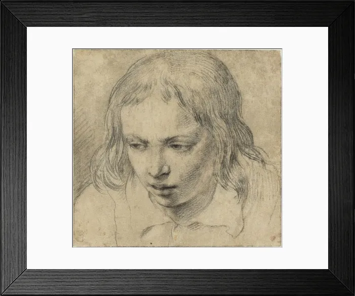 Framed Print : Head of a Young Man [recto], c. 1650. Creator: Unknown