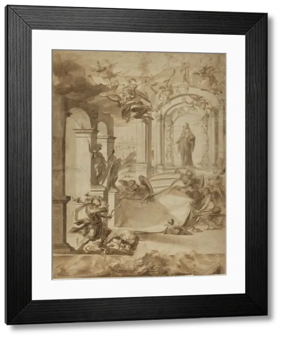 Framed Print : Allegory in Honor of a Gentleman, 3rd quarter of the 17th century. Creator: Unknown Framed Print : Allegory in Honor of a Gentleman, 3rd quarter of the 17th century. Creator: Unknown