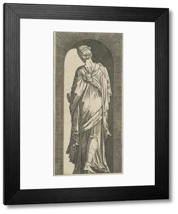 Framed Print : Sibyl Seen from the Back, Looking Downward to the Left, c. 1550. Creator: Lambert Suavius Framed Print : Sibyl Seen from the Back, Looking Downward to the Left, c. 1550. Creator: Lambert Suavius