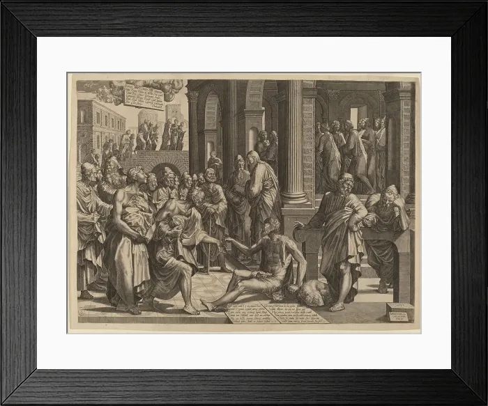 Framed Print : Apostles Peter and John Healing the Paralytic, 1553. Creator: Lambert Suavius Framed Print : Apostles Peter and John Healing the Paralytic, 1553. Creator: Lambert Suavius