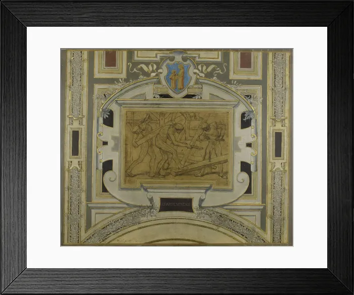 Framed Print : Esquisse pour la galerie des métiers de l'Hôtel de Ville : Charpentiers, 1890. Creator: Pierre Victor Galland Framed Print : Esquisse pour la galerie des métiers de l'Hôtel de Ville : Charpentiers, 1890. Creator: Pierre Victor Galland