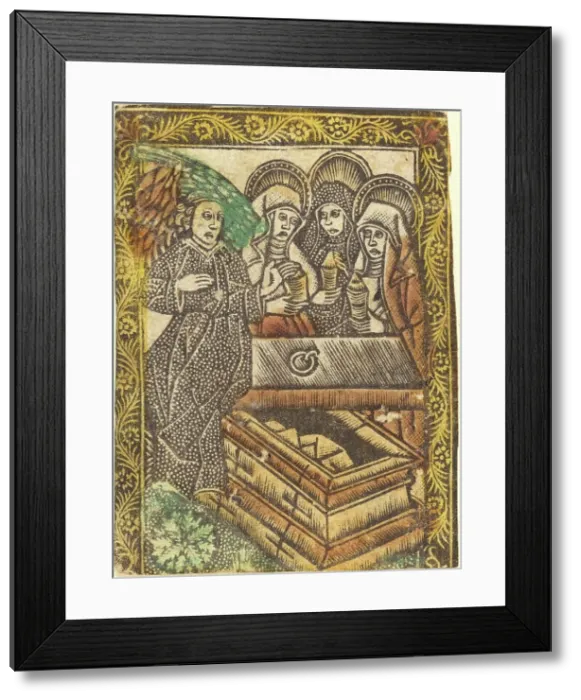 Framed Print : The Three Maries at the Tomb, 1460 / 1480. Creator: Master of the Borders with the Four Fathers of the Church Framed Print : The Three Maries at the Tomb, 1460 / 1480. Creator: Master of the Borders with the Four Fathers of the Church