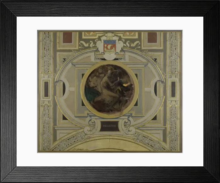 Framed Print : Esquisse pour la voûte de la galerie des Métiers de l'Hôtel de Ville : Industrie, 1890. Creator: Pierre Victor Galland Framed Print : Esquisse pour la voûte de la galerie des Métiers de l'Hôtel de Ville : Industrie, 1890. Creator: Pierre Victor Galland