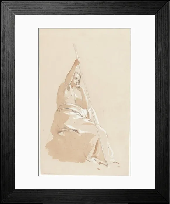Framed Print : Seated Youth with a Staff, c. 1815. Creator: William Etty Framed Print : Seated Youth with a Staff, c. 1815. Creator: William Etty