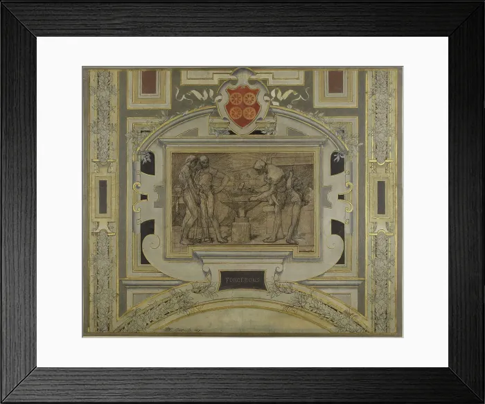 Framed Print : Esquisse pour la galerie des Métiers de l'Hôtel de Ville: Forgerons, 1890. Creator: Pierre Victor Galland Framed Print : Esquisse pour la galerie des Métiers de l'Hôtel de Ville: Forgerons, 1890. Creator: Pierre Victor Galland
