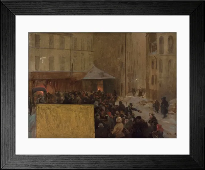 Framed Print : Esquisse pour l'Hôtel de Ville de Paris. Queues à la porte d'une boucherie municipale... 1889. Creator: Raoul Arus Framed Print : Esquisse pour l'Hôtel de Ville de Paris. Queues à la porte d'une boucherie municipale... 1889. Creator: Raoul Arus