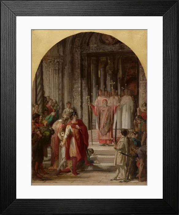 Framed Print : Esquisse pour l'église Saint-Ambroise: Saint Ambroise interdit l'entrée du lieu saint à... c.1873. Creator: Jules Eugene Lenepveu Framed Print : Esquisse pour l'église Saint-Ambroise: Saint Ambroise interdit l'entrée du lieu saint à... c.1873. Creator: Jules Eugene Lenepveu
