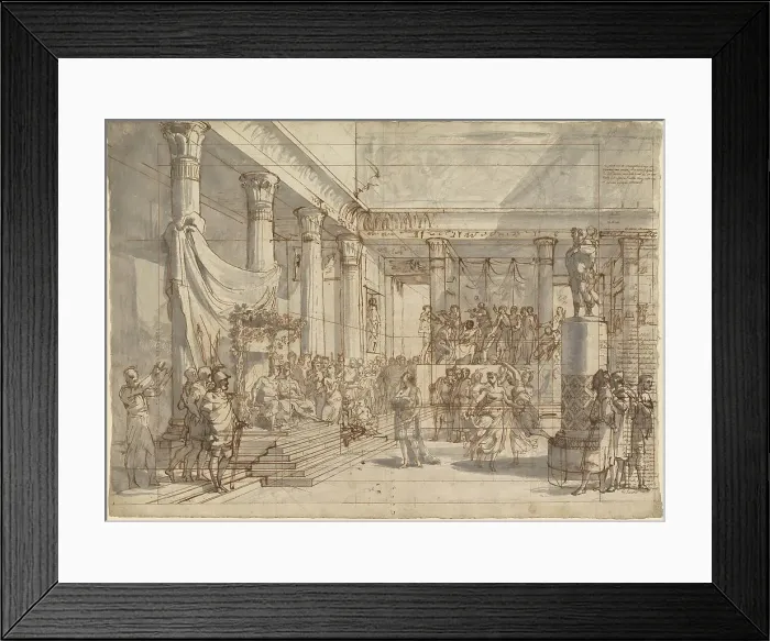 Framed Print : Timotheus Playing the Lyre before Alexander and Thaïs in the Hall of the Palace... c. 1820. Creator: Pietro Fancelli Framed Print : Timotheus Playing the Lyre before Alexander and Thaïs in the Hall of the Palace... c. 1820. Creator: Pietro Fancelli
