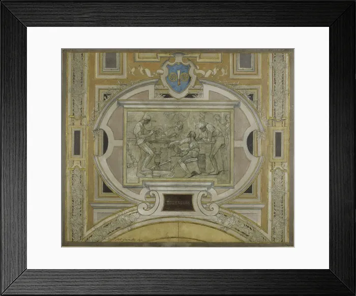 Framed Print : Esquisse pour la galerie des Métiers de l'Hôtel de Ville : Tourneurs, 1890. Creator: Pierre Victor Galland Framed Print : Esquisse pour la galerie des Métiers de l'Hôtel de Ville : Tourneurs, 1890. Creator: Pierre Victor Galland