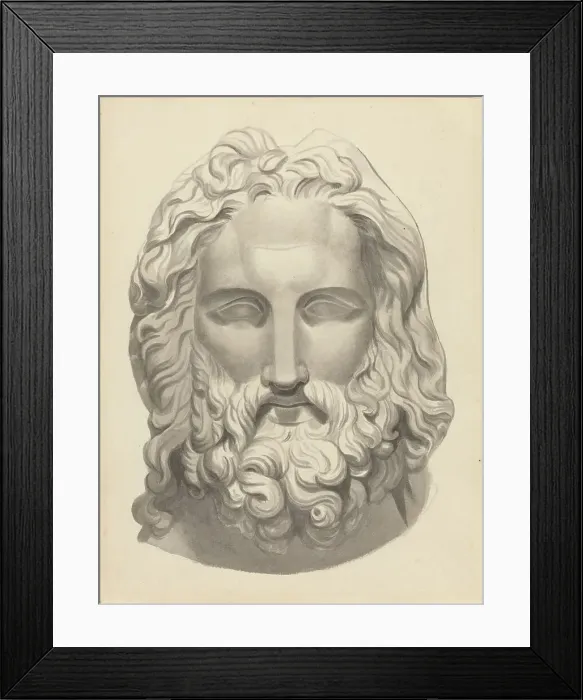 Framed Print : Antique Bearded Head. Creator: John Flaxman Framed Print : Antique Bearded Head. Creator: John Flaxman