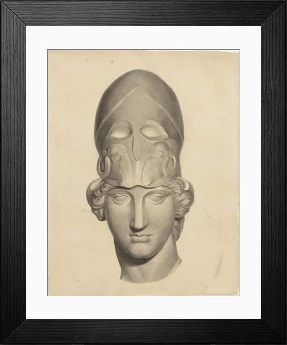 Framed Print : Antique Head with a Helmet. Creator: John Flaxman Framed Print : Antique Head with a Helmet. Creator: John Flaxman