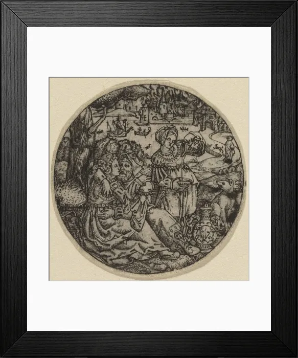 Framed Print : Lot and His Daughters. Creator: Master S Framed Print : Lot and His Daughters. Creator: Master S