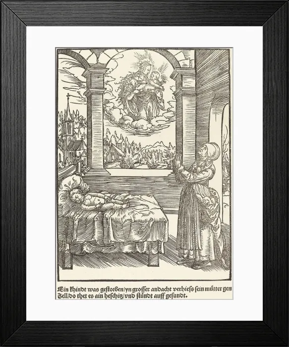 Framed Print : Ein Khindt was gestorben... c. 1503. Creator: Master of the Legend Scenes Framed Print : Ein Khindt was gestorben... c. 1503. Creator: Master of the Legend Scenes