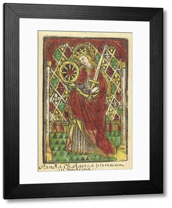 Framed Print : Saint Catherine, 1480 or after. Creator: Master of the Protective Saints of Cologne, Workshop of Framed Print : Saint Catherine, 1480 or after. Creator: Master of the Protective Saints of Cologne, Workshop of