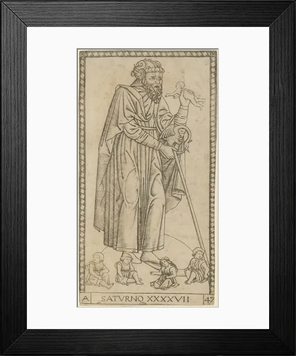 Framed Print : Saturno (Saturn), probably c. 1470. Creator: Master of the S-Series Tarocchi Framed Print : Saturno (Saturn), probably c. 1470. Creator: Master of the S-Series Tarocchi