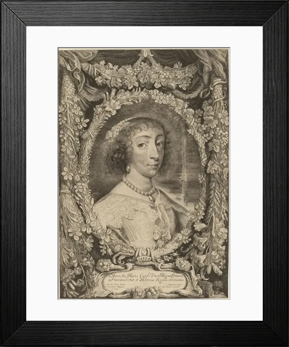 Framed Print : Henrietta Maria, Queen of England, 1650?. Creator: Jonas Suyderhoef Framed Print : Henrietta Maria, Queen of England, 1650?. Creator: Jonas Suyderhoef