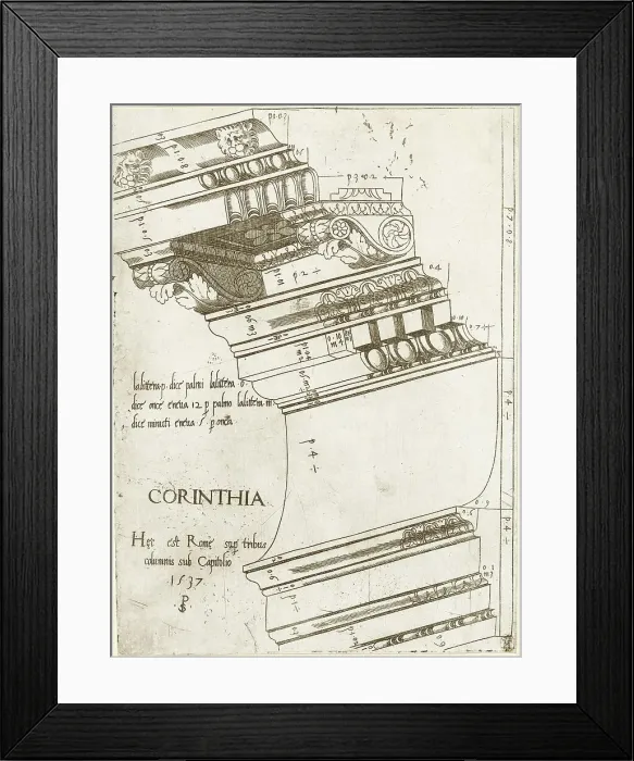 Framed Print : Entablature from the Temple of Vespasian, Rome, 1537. Creator: Master PS Framed Print : Entablature from the Temple of Vespasian, Rome, 1537. Creator: Master PS