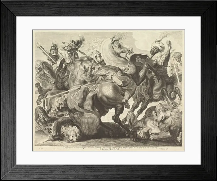 Framed Print : A Lion Hunt. Creator: Jonas Suyderhoef Framed Print : A Lion Hunt. Creator: Jonas Suyderhoef