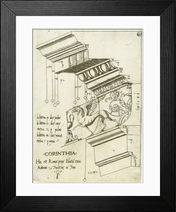 Framed Print : Entablature from the Temple of Antoninus and Faustina, Rome, 1537. Creator: Master PS Framed Print : Entablature from the Temple of Antoninus and Faustina, Rome, 1537. Creator: Master PS