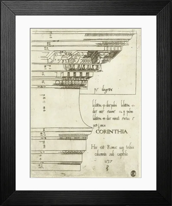 Framed Print : Entablature from the Temple of Castor and Pollux, Rome, 1537. Creator: Master PS Framed Print : Entablature from the Temple of Castor and Pollux, Rome, 1537. Creator: Master PS
