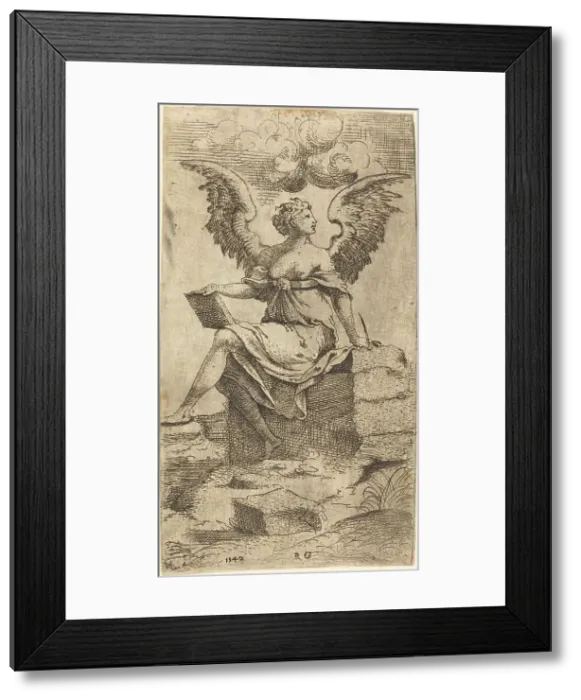 Framed Print : The Recording Angel, 1542. Creator: Master RG Framed Print : The Recording Angel, 1542. Creator: Master RG