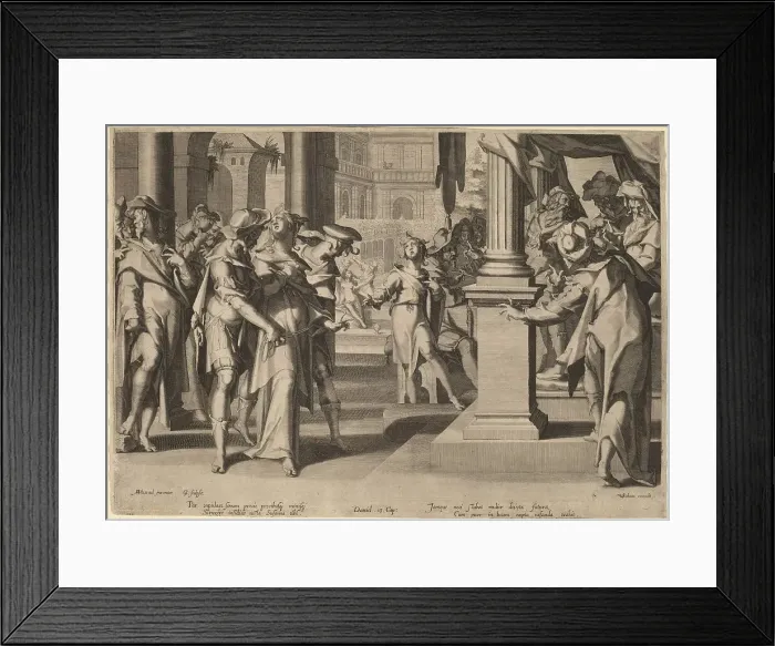 Framed Print : Suzannah before Daniel, 1606. Creator: Willem van Swanenburg Framed Print : Suzannah before Daniel, 1606. Creator: Willem van Swanenburg